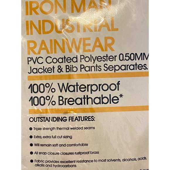 Reliable Outerwear Iron Man Industrial Rainwear Bib Pants Neon Orange Large New - Picture 9 of 9